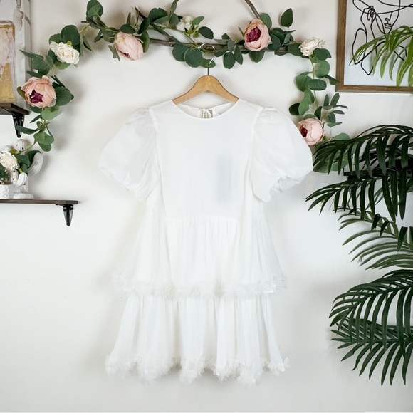 Elliatt NWT Ondine Babydoll Mini Dress in White Ivory Size Small